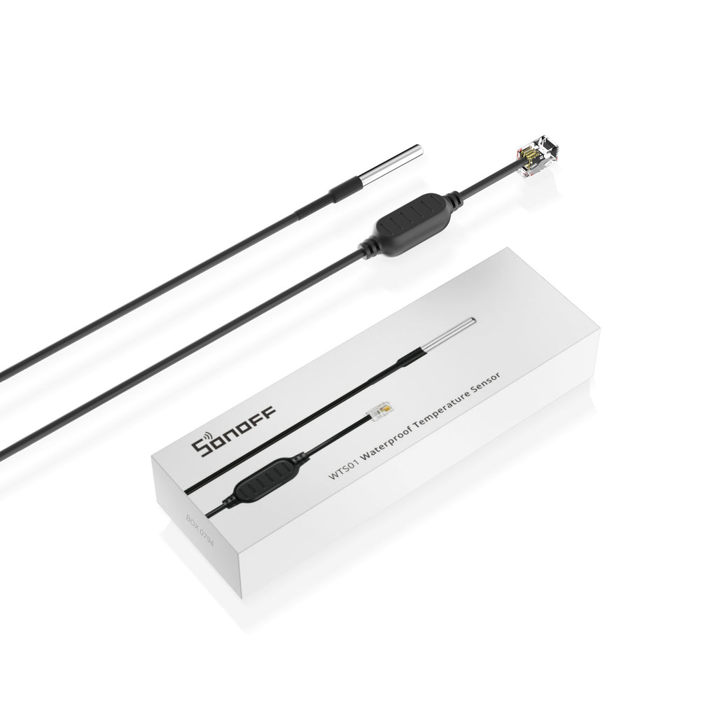 Sonoff Waterproof Temperature Sensor - This sensor pairs with the Sonoff Wi-Fi Smart Relay With Sensor Input to monitor temperature.