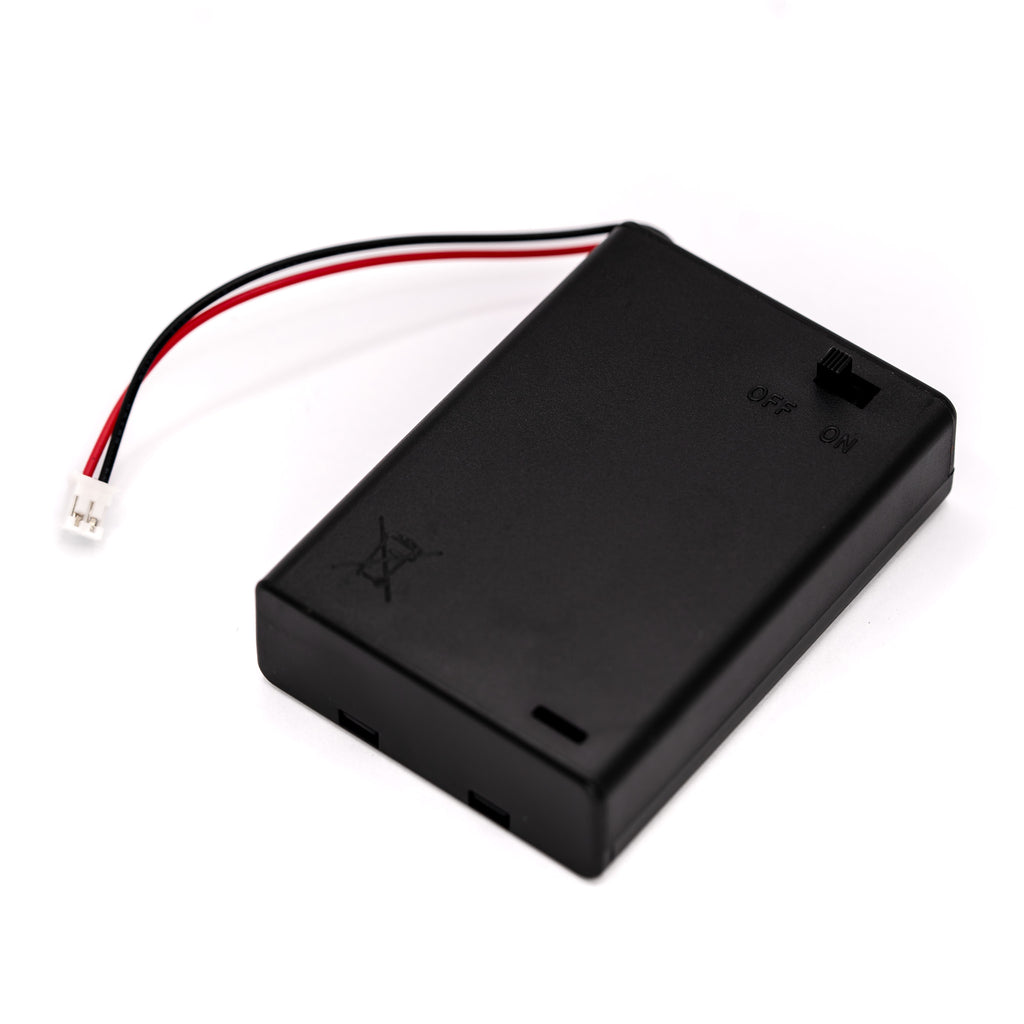 3 x AA Battery Holder with Switch and JST-PH Connector - A chunky battery box with a handy power switch and a JST connector. It connects three AA batteries in series which will give you a voltage range of between 3.3-4.5V.