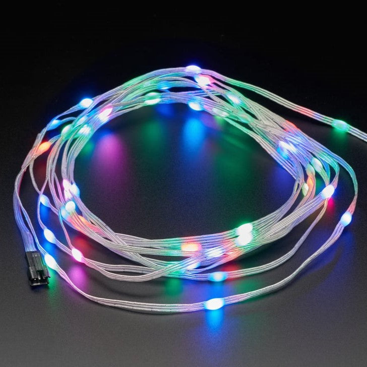 Adafruit Soft Flexible Wire NeoPixel Strand - 50 NeoPixels - We have all sorts of LED strips for a wide range of needs. And here's a new variation, a veritable bundle of Solid Core Wire Mini NeoPixels!