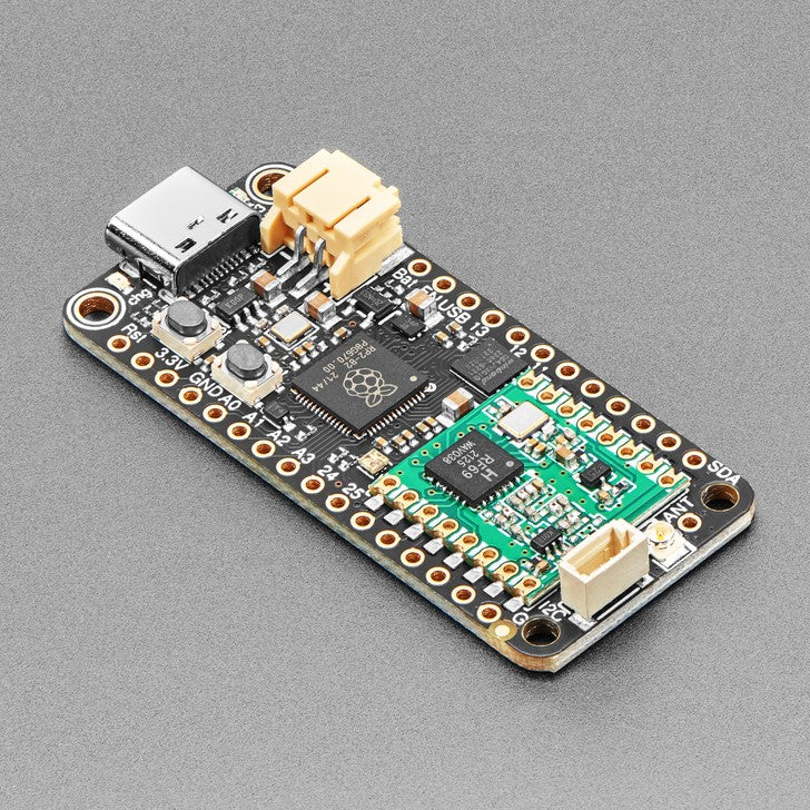 Adafruit Feather RP2040 RFM69 Packet Radio - 868 or 915MHz - RadioFruit - RadioFruits are Adafruit's take on a microcontroller with packet radio transceiver with built-in USB and battery charging.