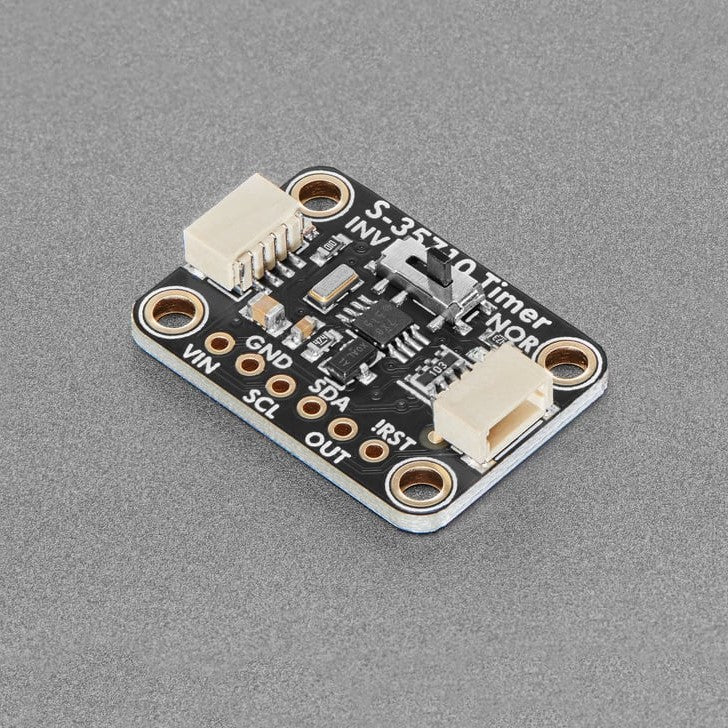 Adafruit S-35710 Low-Power Wake Up Timer Breakout - The Adafruit S-35710 Wake Up Timer is a low power 'watchdog timer' chip that can be programmed to alert with a digitally-configurable alarm from 1 second up to 194 days, thanks to a 24-bit second counter.