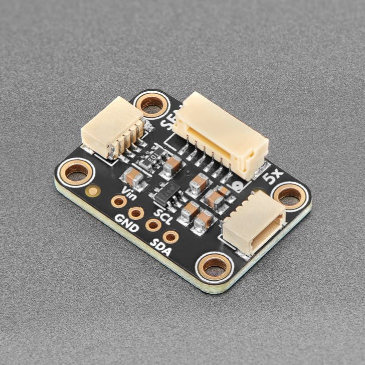 Adafruit SEN54 or SEN55 Adapter Breakout - Now you can quickly integrate the Sensirion SEN54 / SEN55 environmental sensor node into your microcontroller or microcomputer project, with no soldering or fiddly breadboarding - thanks to this here Adafruit SEN54 or SEN55 Adapter Breakout.