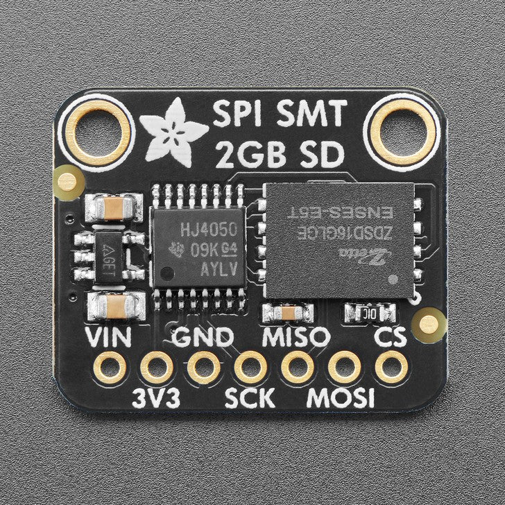 Adafruit SPI Flash SD Card - This breakout is for a fascinating chip - it looks like an SPI Flash storage chip (like the GD25Q16) but its really an SD card, in an SMT chip format.