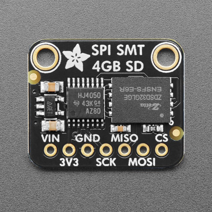 Adafruit SPI Flash SD Card - This breakout is for a fascinating chip - it looks like an SPI Flash storage chip (like the GD25Q16) but its really an SD card, in an SMT chip format.