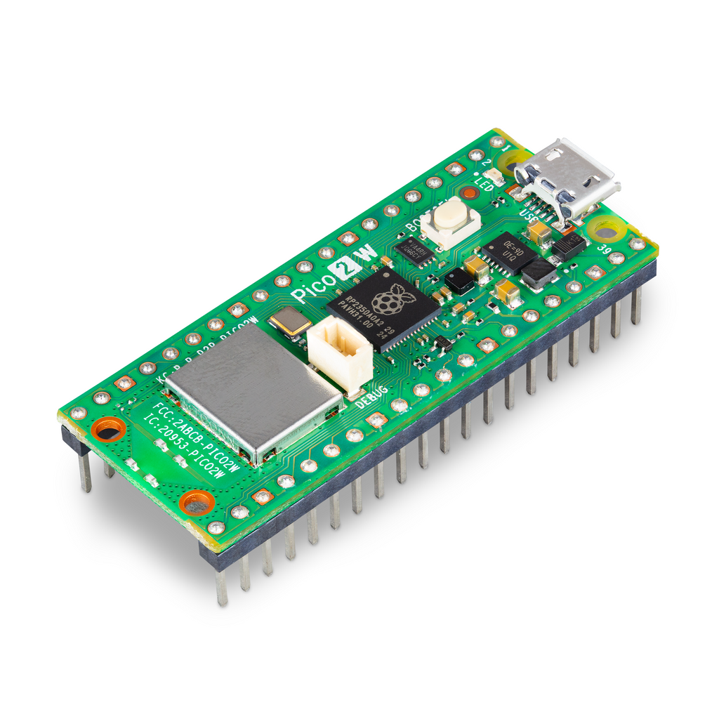 Raspberry Pi Pico 2 W - A low cost, high-performance, secure microcontroller board built around Raspberry Pi's souped up new chip - RP2350. Now with 2.4GHz wireless and Bluetooth!