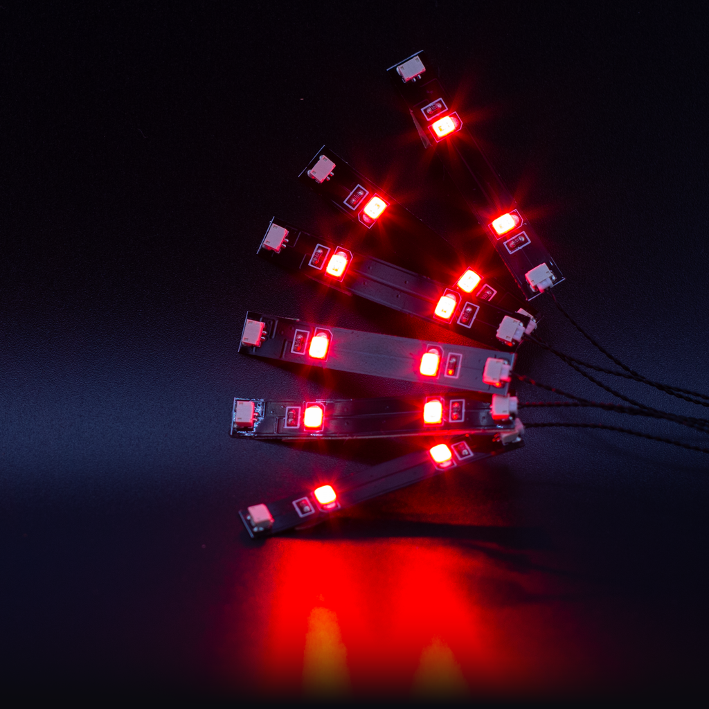 LED Strips for Tiny FX (pack of 6) - These mono LED strips have 2 pin JST-SUR connectors for connecting to Tiny FX.