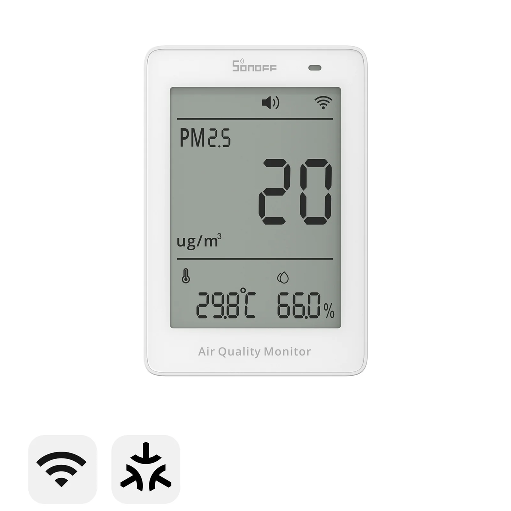 Sonoff AirGuard PM2.5/PM10 Matter Air Quality Monitor - An easy-to-read smart air quality monitor that helps you spot poor indoor air at a glance and alerts you when it matters.