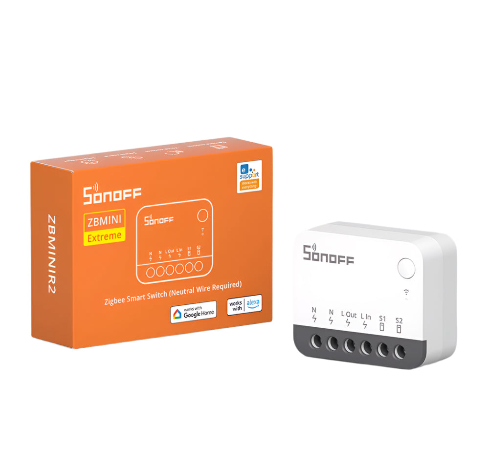 Sonoff Zigbee Smart Relay (With Neutral) - Compact Zigbee relay control with a neutral line - ideal for making your existing light switches and other devices into smart, remote-controlled ones!