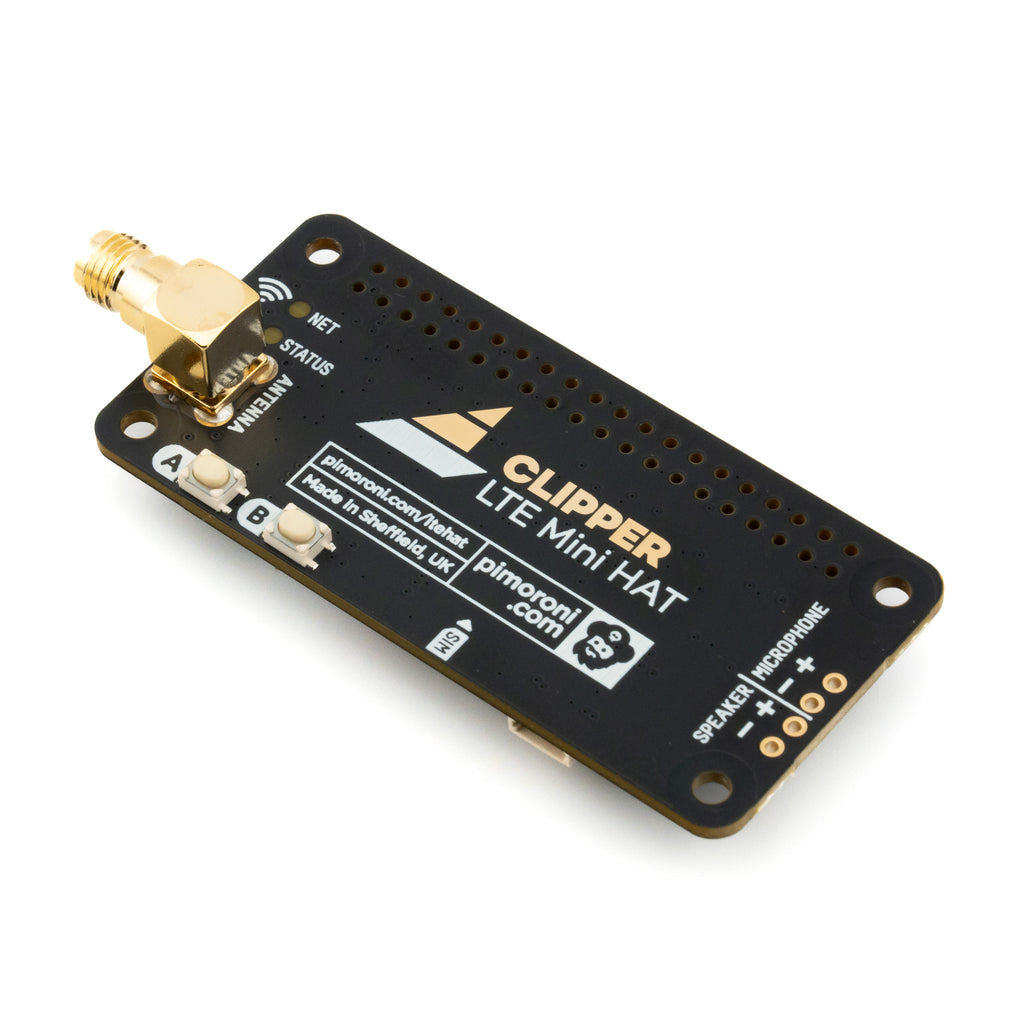 Clipper HAT Mini (LTE 4G for Raspberry Pi) - Clipper enables your Raspberry Pi computer to receive and transmit data over 4G LTE cellular networks - perfect for remote or mobile projects.