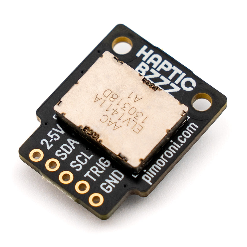 DRV2605L Linear Actuator Haptic Breakout - This DRV2605L haptic driver breakout with linear actuator will really get you buzzing! The powerful haptic buzz (bzzz!) is programmable with a range of built-in patterns, or you can program your own.