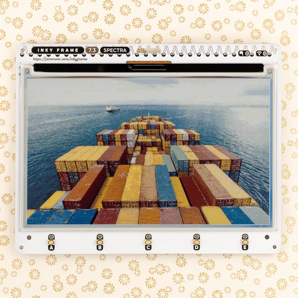 Inky Frame 7.3" (Pico 2 W Aboard) - An extra-large Pico 2 W powered E Ink® photo frame / home dashboard / life organiser with glorious colour display and wireless connectivity.