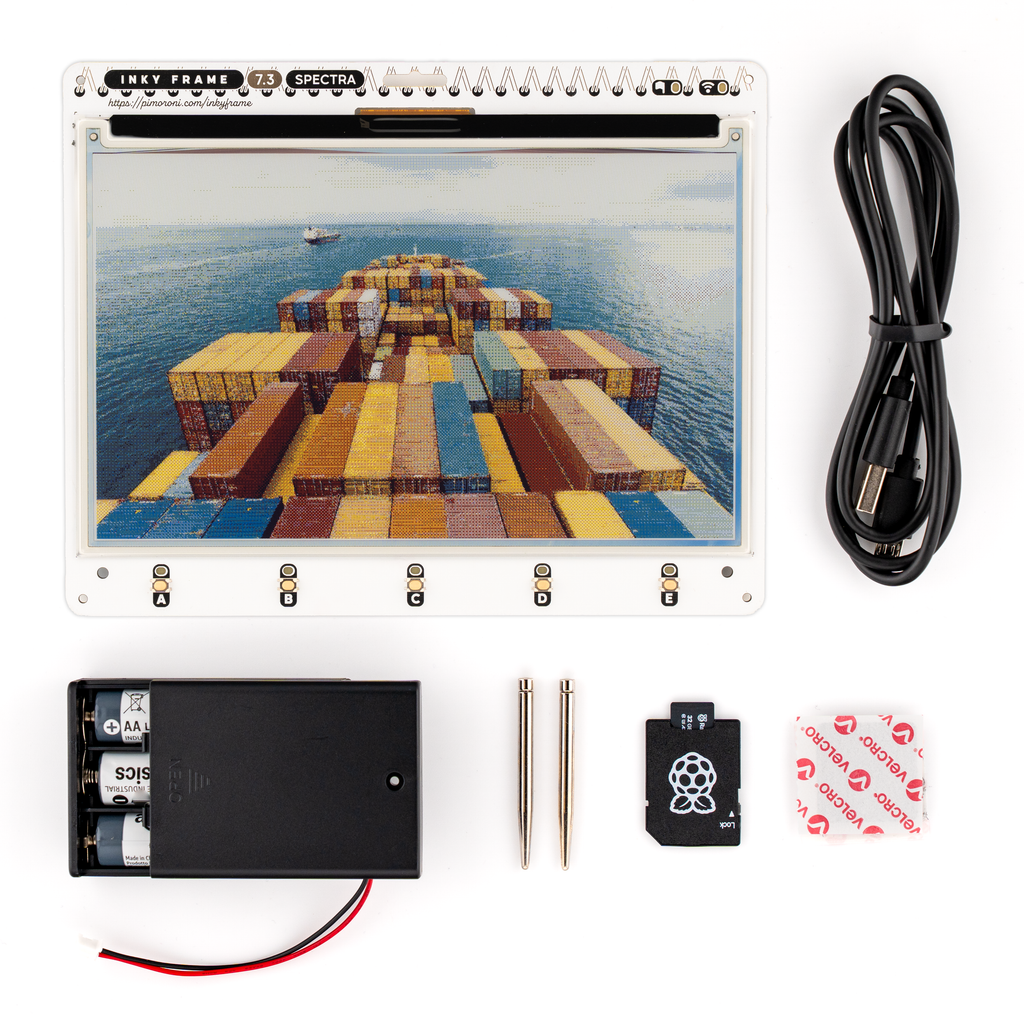 Inky Frame 7.3" (Pico 2 W Aboard) - An extra-large Pico 2 W powered E Ink® photo frame / home dashboard / life organiser with glorious colour display and wireless connectivity.