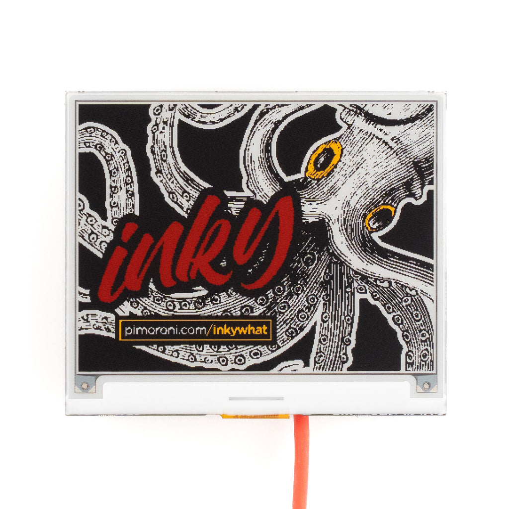 Inky wHAT (Four Colour ePaper/E Ink®/EPD) - Inky wHAT is a large 4.2" (400x300 pixel) E Ink® display for your Raspberry Pi. Now available in a four colour version (red / yellow / black / white).