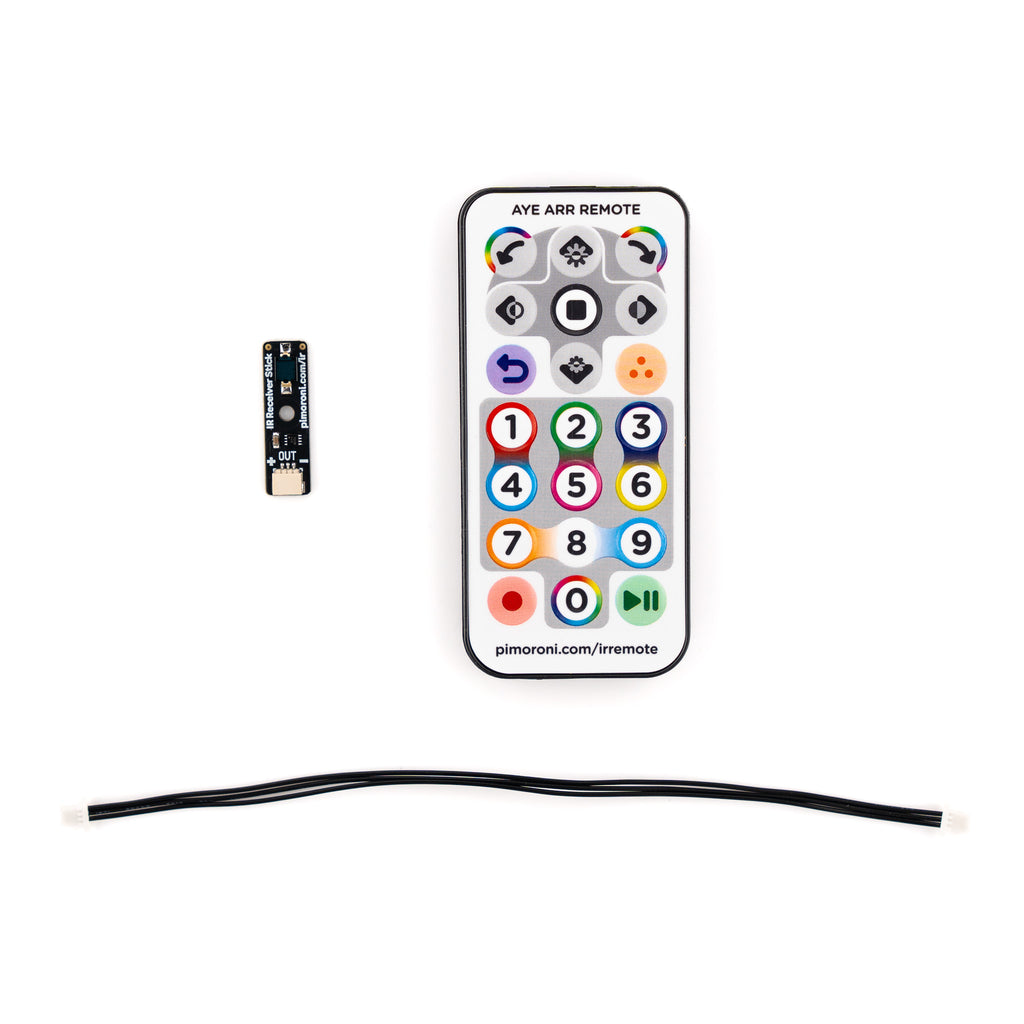 Infrared Receiver Stick + Remote Kit - Control your project remotely with this infrared receiver and matching 21 button remote.