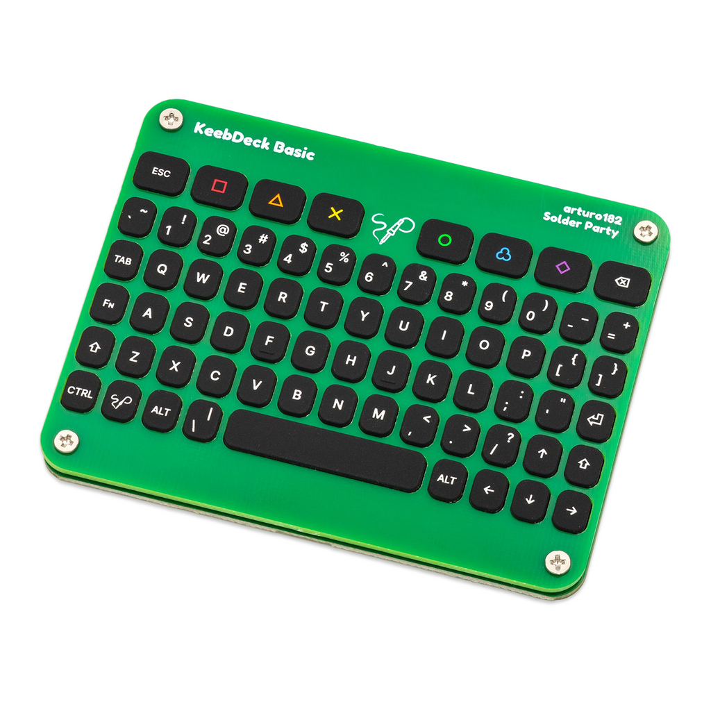 KeebDeck Basic - A maker-friendly QWERTY handheld USB keyboard with a silicone keypad.