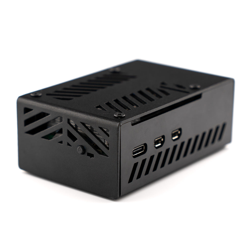 NVMe Base Case for Raspberry Pi 5 - A sleek, folded aluminium case that will accommodate a Raspberry Pi 5 plus an NVMe Base or NVMe Base Duo.