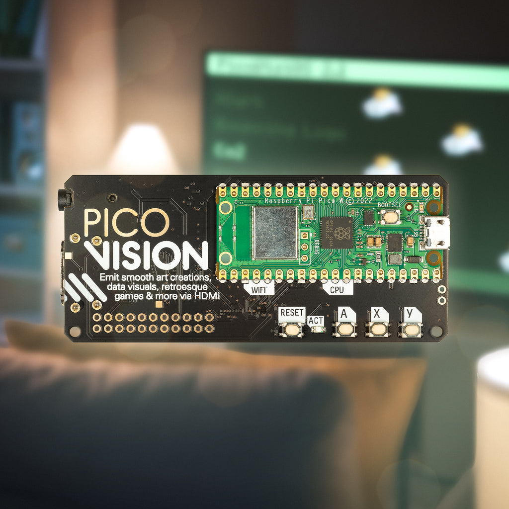 PicoVision (Pico W Aboard) - A powerful digital video stick for bold audio visual adventures, with dual RP2040 chips and a conveniently HDMI-shaped output connector to boot!
