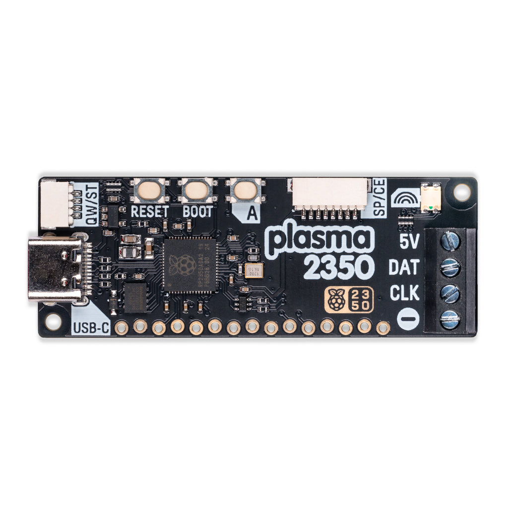Plasma 2350 - An all-in-one, USB-C powered controller for WS2812/Neopixel and APA102/Dotstar addressable LED strips.