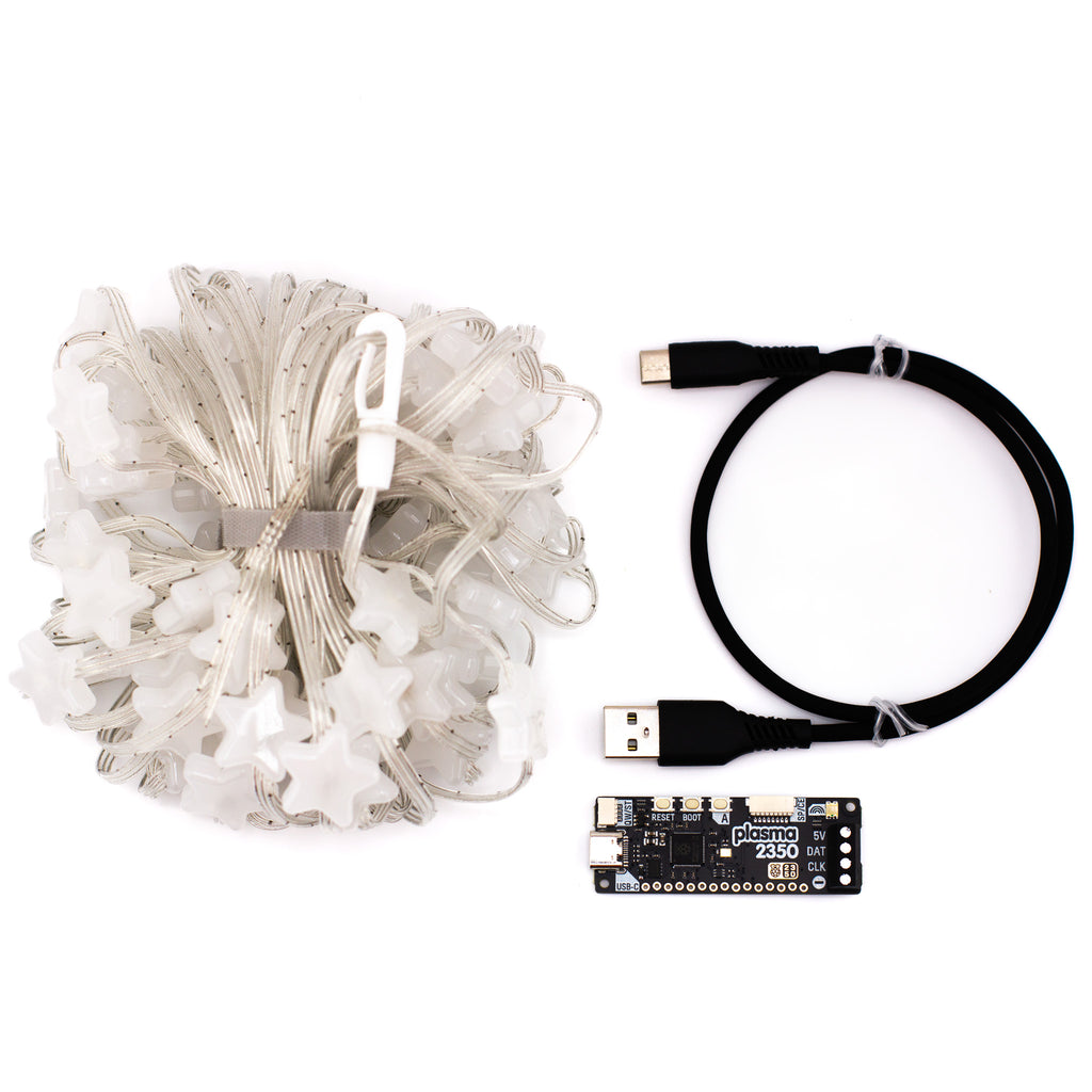 Plasma 2350 - An all-in-one, USB-C powered controller for WS2812/Neopixel and APA102/Dotstar addressable LED strips.