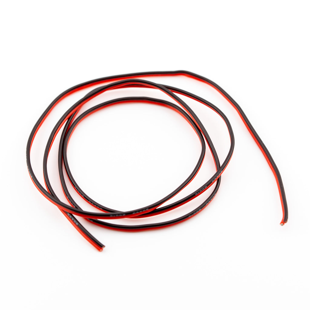 Dual Silicone Wire (per metre) - A 1 metre length of dual red and black wire with flexible silicone coating, perfect for poking power into places.