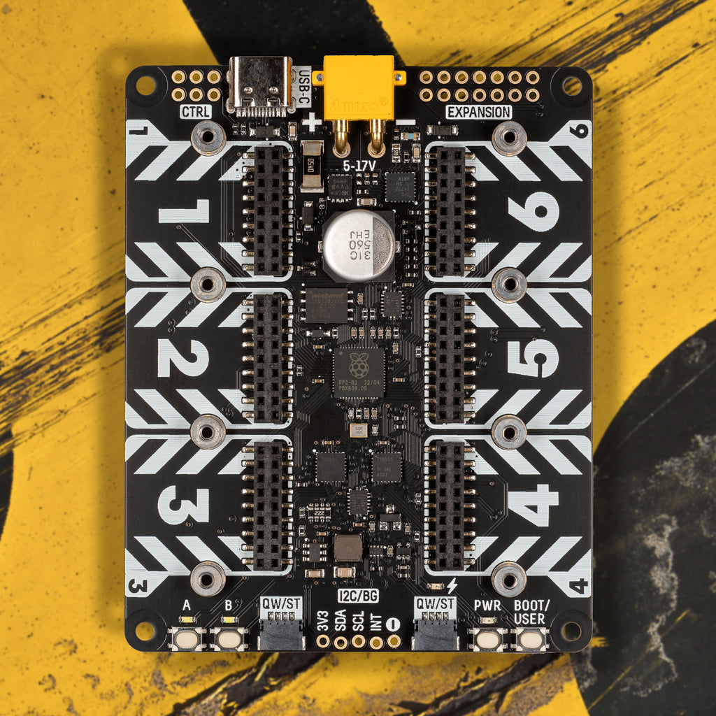 Pimoroni Yukon - A high-power modular robotics and engineering platform, built around RP2040 and designed to drive the most ambitious robots, props and devices.