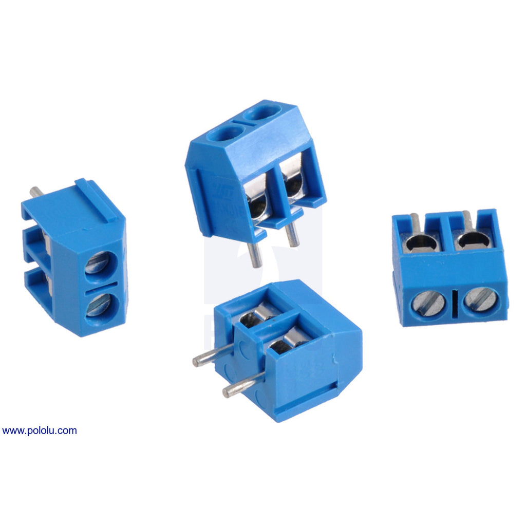 Screw Terminal Block: 5 mm Pitch (4-Pack) - These screw terminal blocks have a pitch of 5 mm (0.197″).