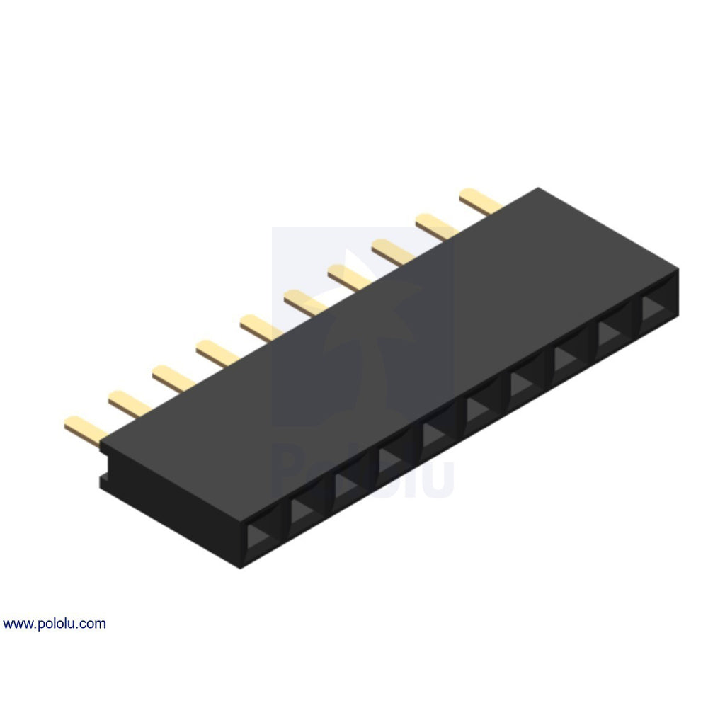 0.1" (2.54 mm) Female Header: Straight - This connector is a straight female header strip designed to match 0.1" male headers.
