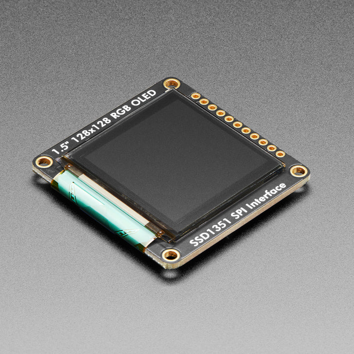 OLED Breakout Board - 16-bit Color 1.5" w/microSD holder - EYESPI Connector - These big 1.5" color OLED displays are perfect when you need a small display with vivid, high-contrast 16-bit color.