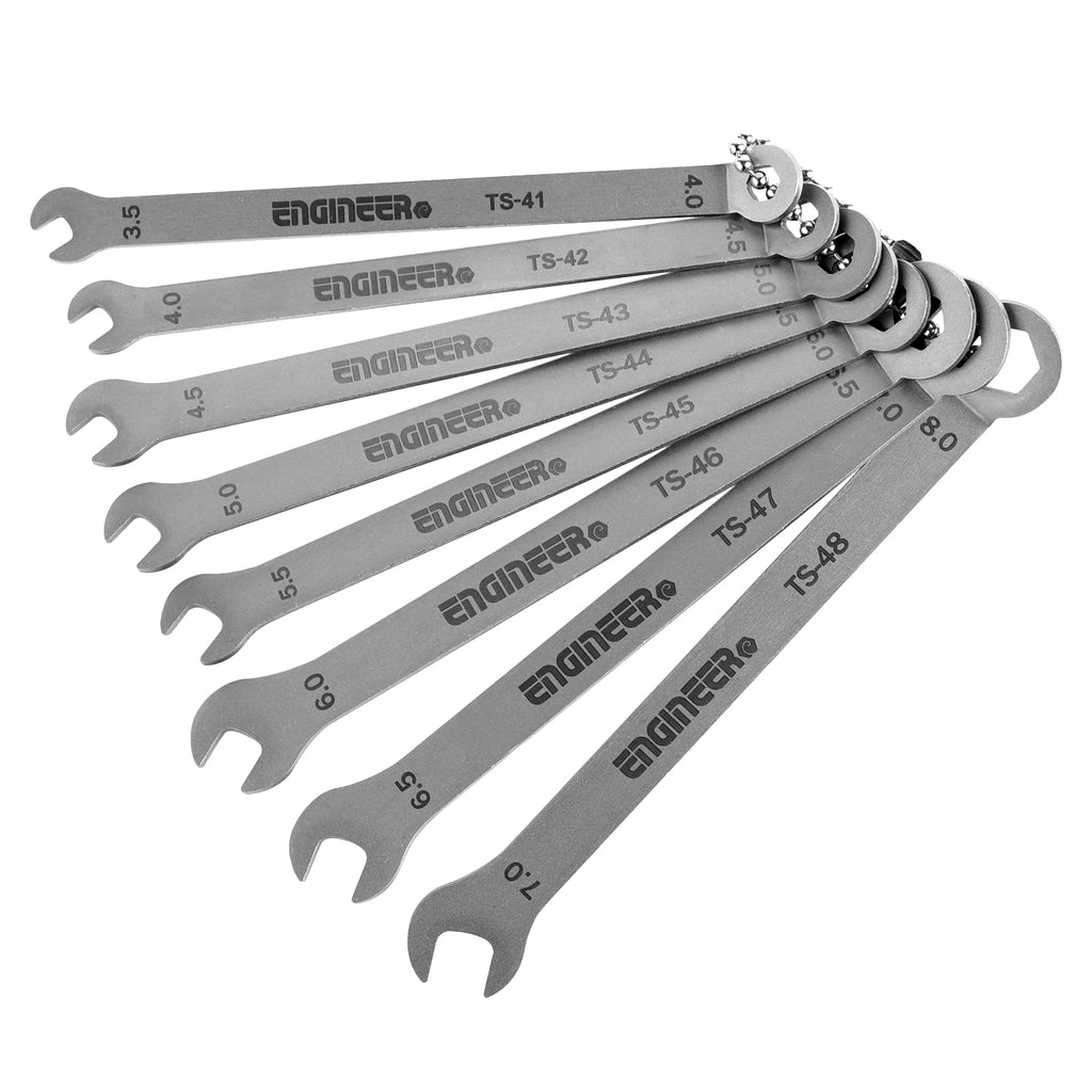 Engineer® Combination Spanner Set - The Engineer TS-04 is a great set of light duty spanners - just 1.5mm thick, they're precise, pocket-sized and portable