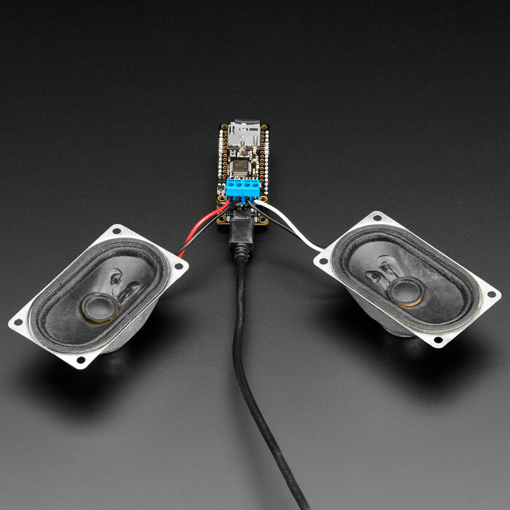 Music Maker FeatherWing w/ Amp - MP3 OGG WAV MIDI Synth Player - Stereo 3W Amplifier - Bend all audio files to your will with the Adafruit Music Maker FeatherWing + Amplifier!