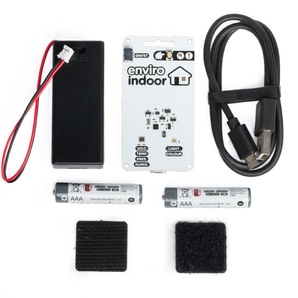 Enviro Indoor (Pico W Aboard) - A wireless environmental monitoring board to keep track of inside conditions in your home, office or other habitat. Onboard sensors can measure temperature, humidity, pressure, gas and light.