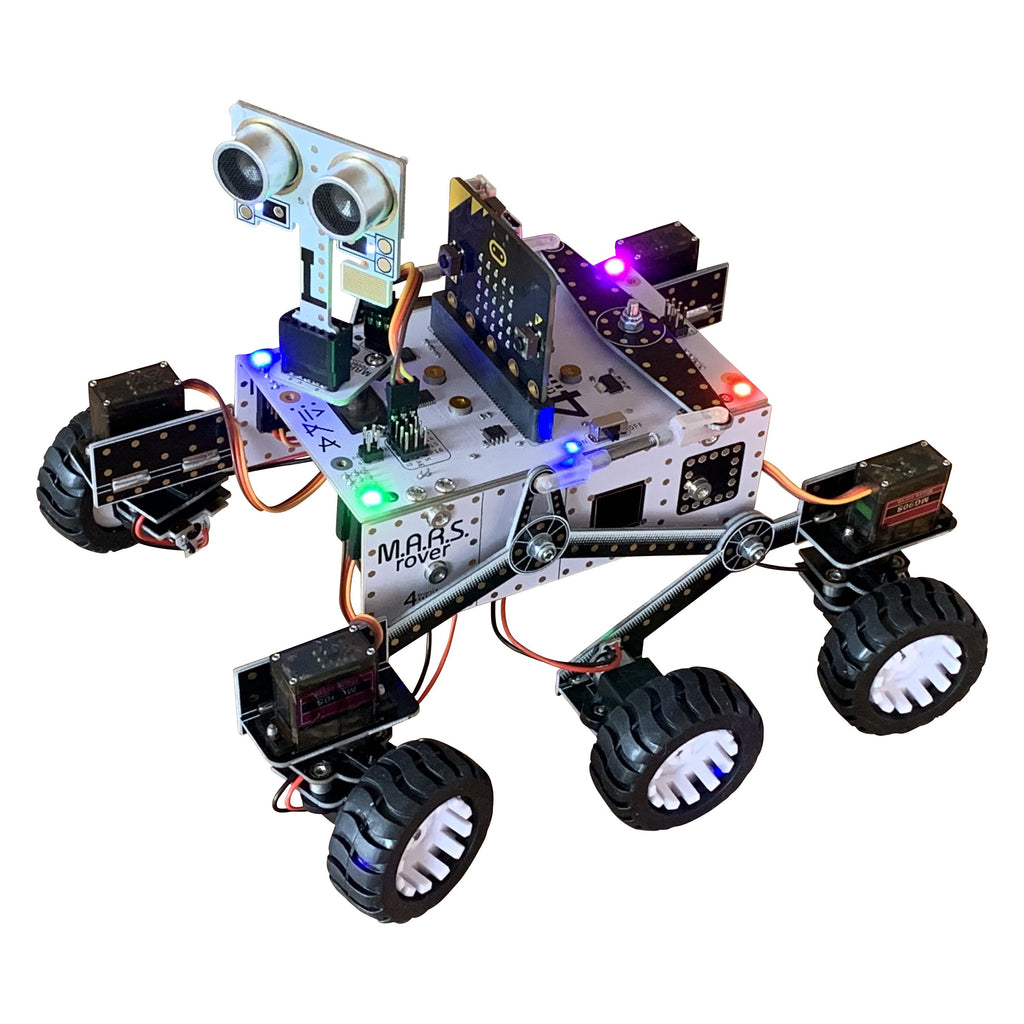 M.A.R.S. Rover Robot - The 4tronix M.A.R.S. Rover is loosely based on the Curiosity and Mars 2020 rovers from NASA/JPL. It uses the same rocker arm, bogey and differential arm mechanism.