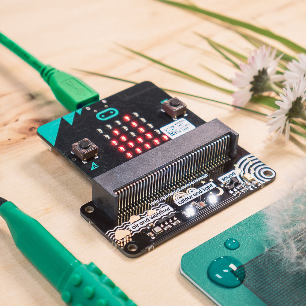 enviro:bit - Sense the world around you with enviro:bit! It's loaded with sensors for air and weather, colour and light, and sound, and slots right onto your micro:bit.