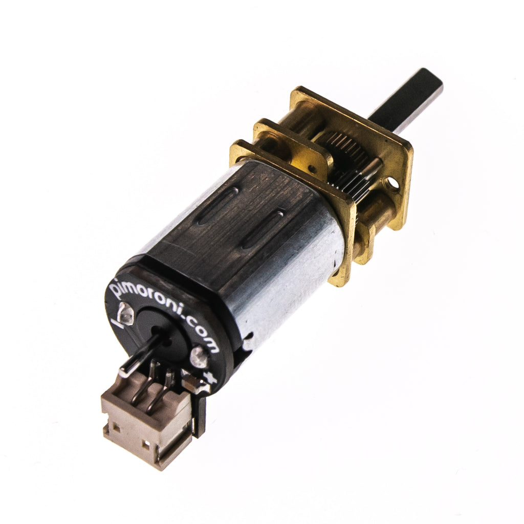 Micro Metal Gearmotor with Motor Connector Shim (MCS) - One of our popular micro metal gearmotors, equipped with a pre-soldered Motor Connector Shim.