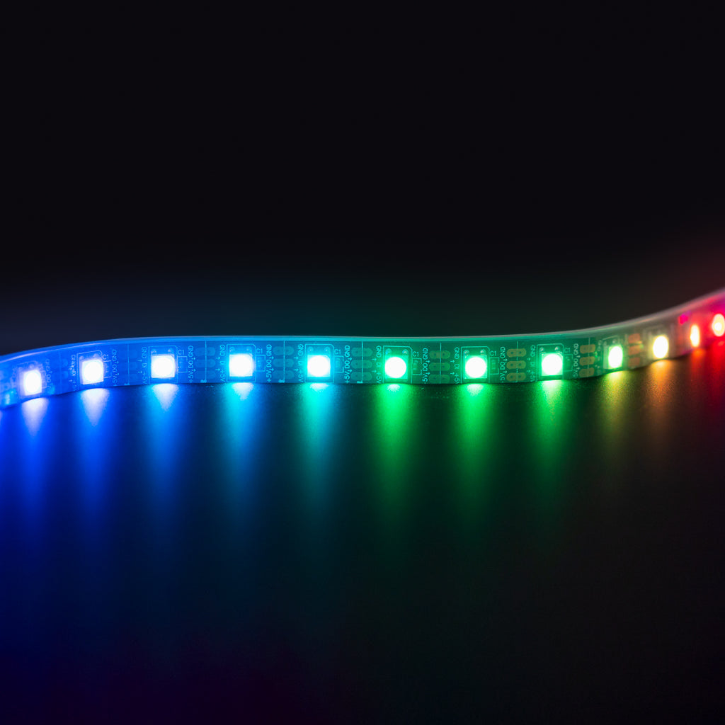 Flexible RGB LED Strip (aka NeoPixel, WS2812, SK6812) - These individually-addressable RGB LED strips are great for all sorts of uses: custom desk lighting, music or data visualisation (an LED thermometer?), or art installations. They come in three different pixel-spacings.