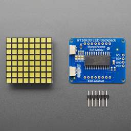 Small 1.2" 8x8 Bright Square LED Matrix + Backpack