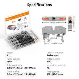 Sonoff DIN Rail Wire Connectors (20 pcs)