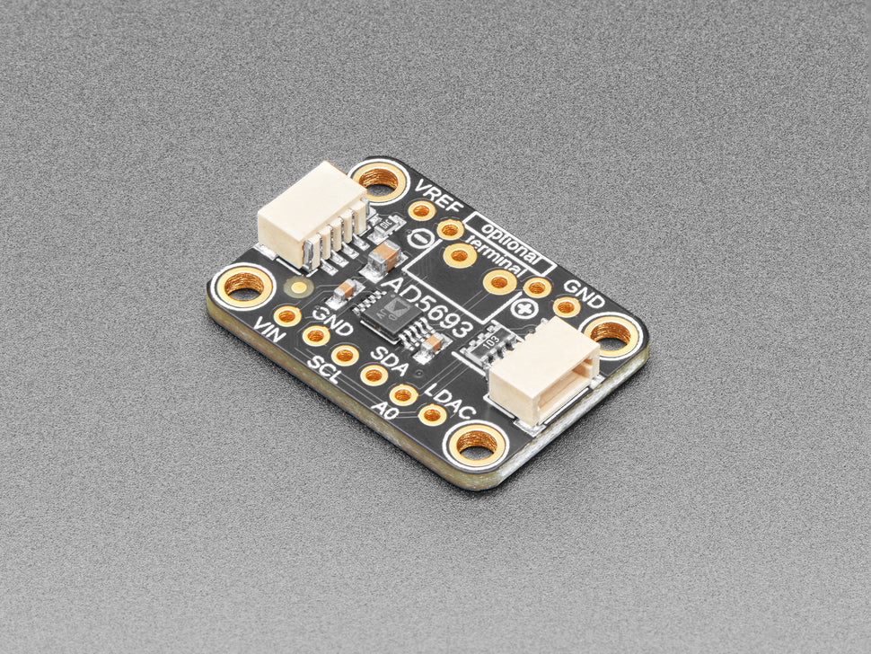 Adafruit AD5693R Breakout Board - 16-Bit DAC with I2C Interface - Which is better, less bits or more? MORE of course! So why settle for a 12-bit DAC like the MCP4725 when you can go for the 16-bits of the AD5693?