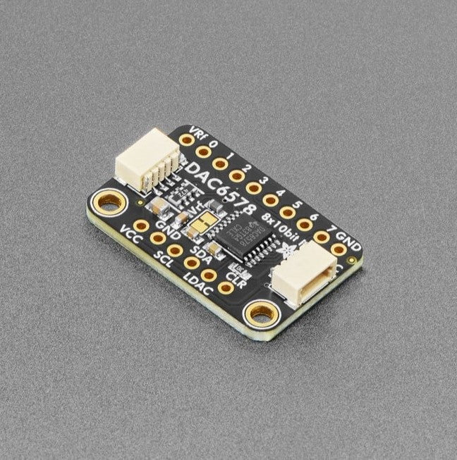 Adafruit DAC6578 Breakout - 8 x Channel 10-bit I2C DAC - The DAC6578 has eight 10-bit DACs for whatever voltage setting needs you may have, easily controlled over I2C.