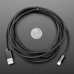 Black Woven USB C to USB A Cable - 2 meters long