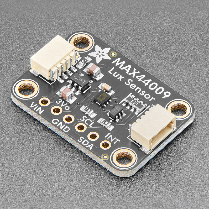 Adafruit MAX44009 Wide-range Lux Light Sensor - 188,000 Lux Max - STEMMA QT / Qwiic - This is an easy to use lux sensor, and features an ultra-wide 22-bit dynamic range from 0.045 lux to 188,000 lux.