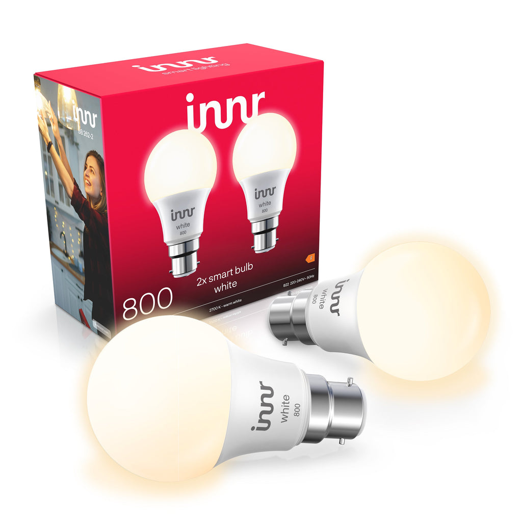 Innr Zigbee B22 Bulbs 2-Pack - A pair of classic warm white smart bulbs - the perfect all-rounder for your smart home!