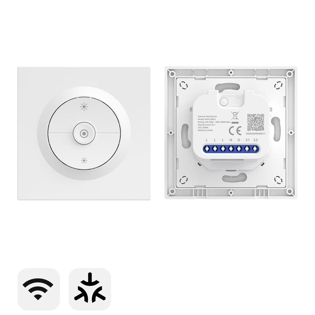 Sonoff Smart Dimmer Wall Switch (Matter) - This state-of-the-art dimmer wall switch uses Matter over Wi-Fi and will work with many smart home ecosystems.