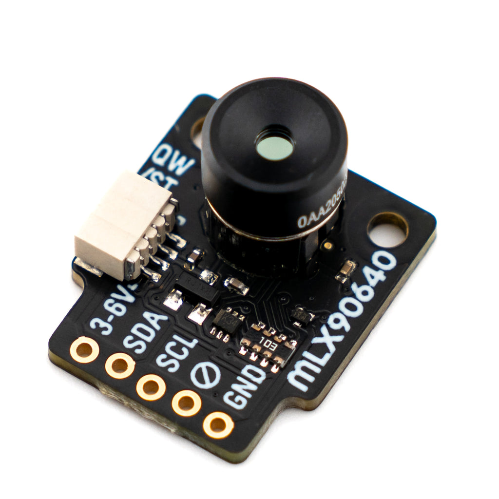 MLX90640 Thermal Camera Breakout - A sophisticated, hackable, 32x24 pixel thermal camera breakout! Use it to monitor the temperature of your CPU or coffee pot, or to build your own heat-seeking night vision camera. Works with Raspberry Pi or Arduino.
