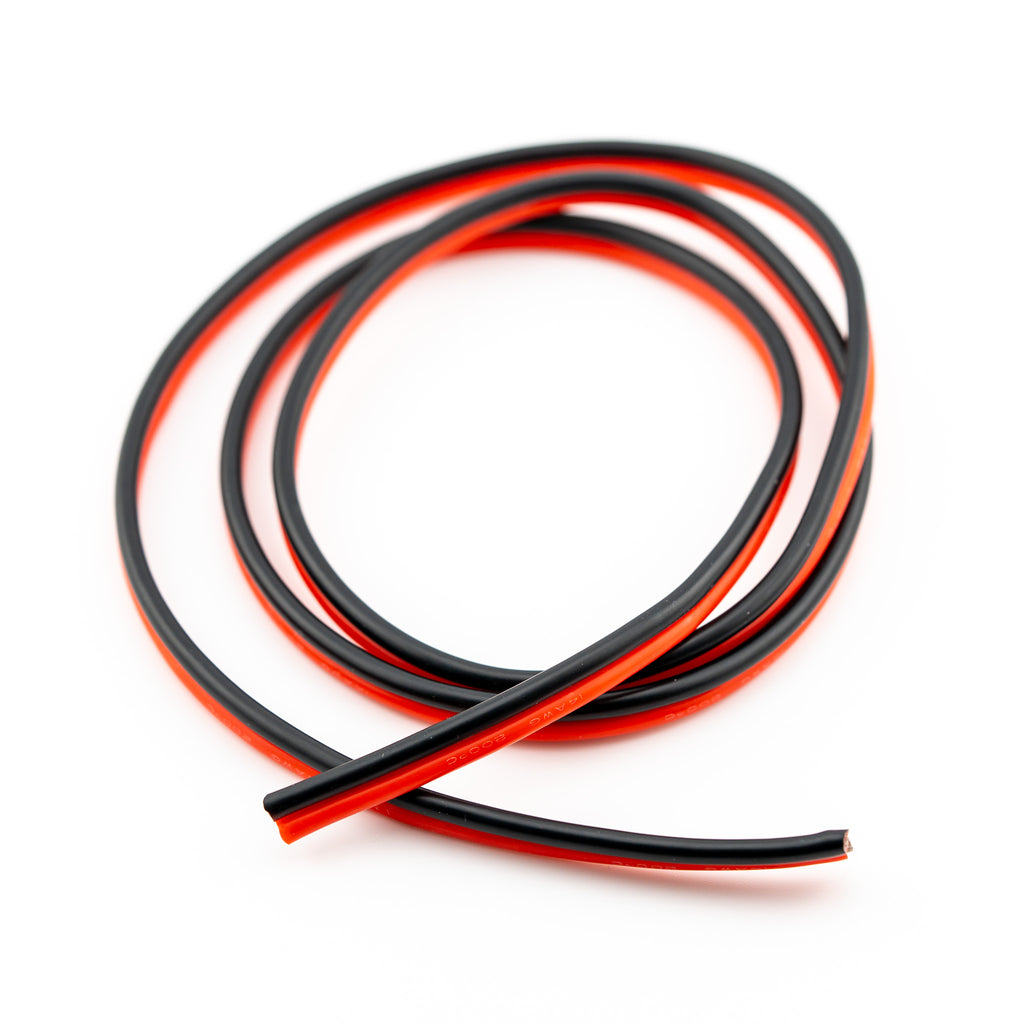 Dual Silicone Wire (per metre) - A 1 metre length of dual red and black wire with flexible silicone coating, perfect for poking power into places.