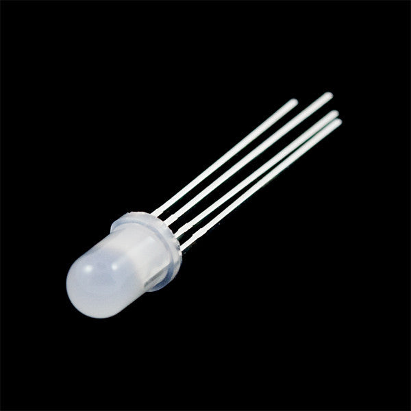 LED - RGB Common Cathode (pack of 5) - Ever hear of a thing called RGB? Red, Green, Blue? How about an RGB LED? These 5mm units have four pins - Cathode is the longest pin. One for each color and a common cathode. Use this one LED for three status indicators or pulse width modulate all three and get mixed colors!