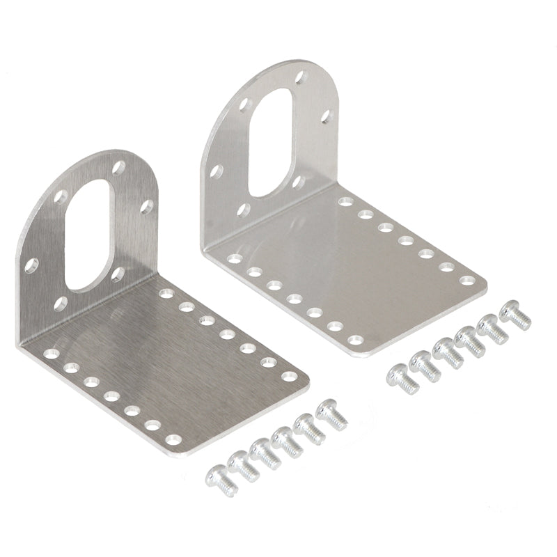 Pololu Stamped Aluminum L-Bracket Pair for 37D mm Metal Gearmotors - These aluminum gearmotor brackets let you mount 37D mm metal gearmotors to your project.