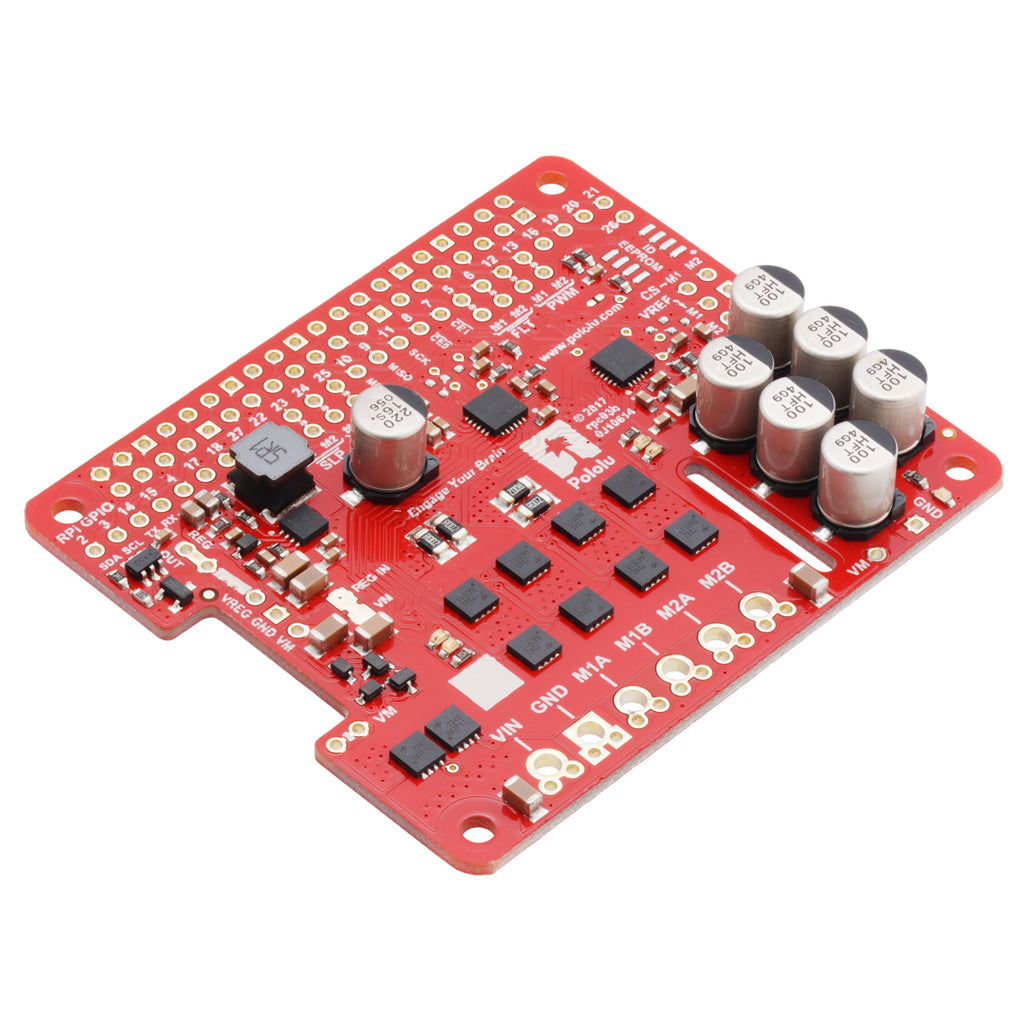 Pololu Dual G2 High-Power Motor Driver for Raspberry Pi - This add-on board makes it easy to control two high-power DC motors with a Raspberry Pi.