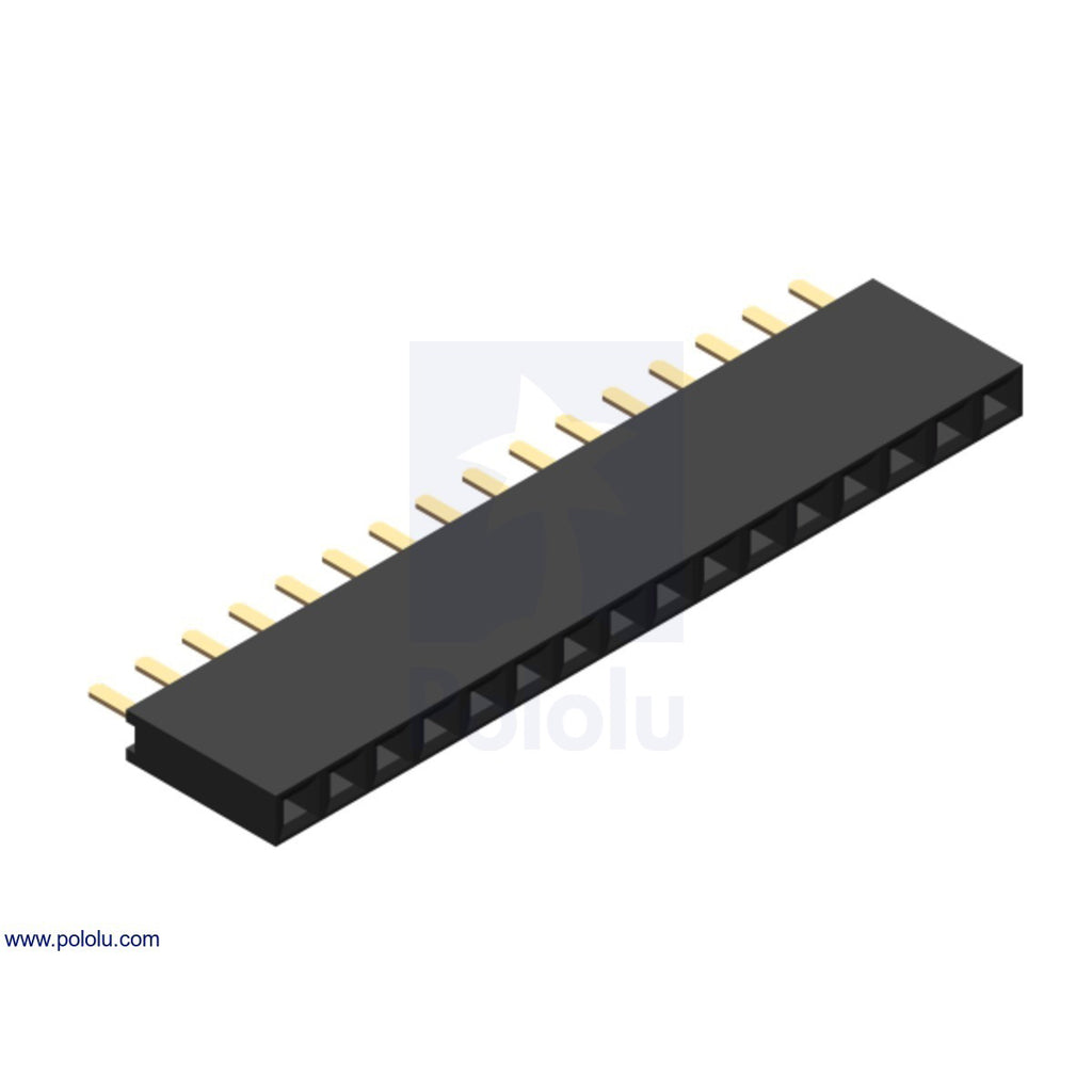 0.1" (2.54 mm) Female Header: Straight - This connector is a straight female header strip designed to match 0.1" male headers.