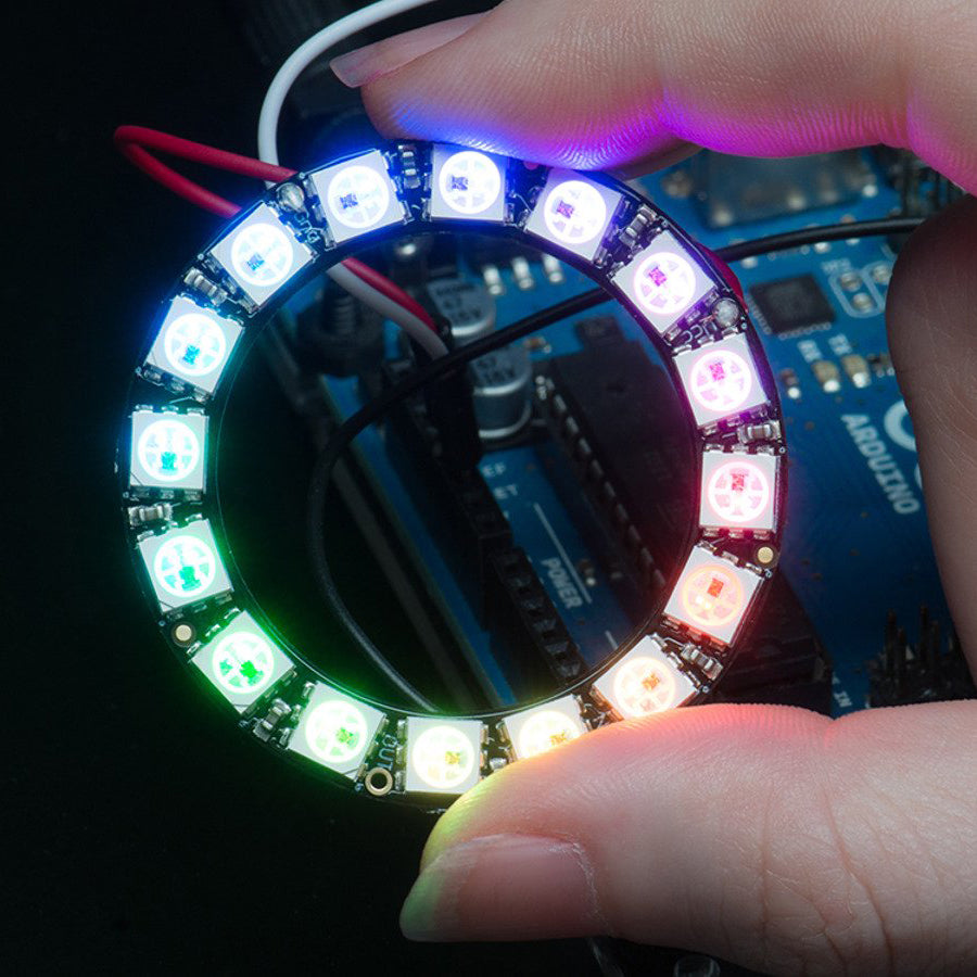 Adafruit NeoPixel Ring - 5050 RGB LED with Integrated Drivers - Round and round and round they go! Ultra bright smart LED NeoPixels arranged in a circle!